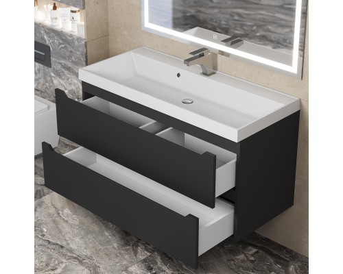 Тумба под раковину 100 см, Uperwood Tanos, черная матовая