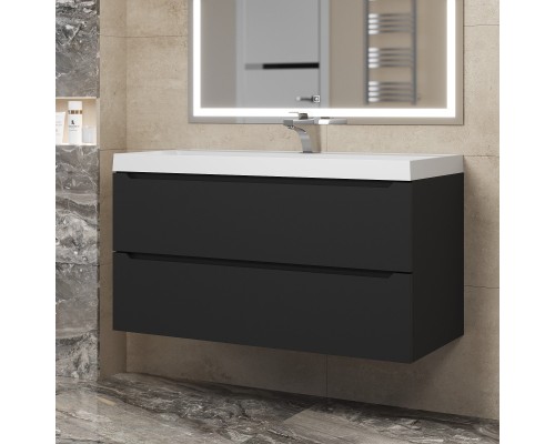 Тумба под раковину 100 см, Uperwood Tanos, черная матовая