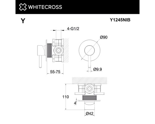 Смеситель скрытого монтажа на 1 потребитель WHITECROSS Y Y1245NIB (брашированный никель)