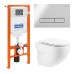 Комплект унитаза с инсталляцией BelBagno Onda BB066CHR/BB870SC/BB002-80/BB005-PR-CHROME с сиденьем Микролифт и клавишей смыва Хром глянцевый