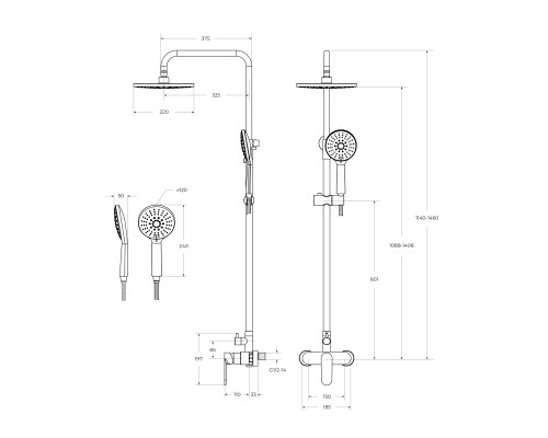 Душевая система Cezares Stylus STYLUS-CD-IN Сатин