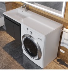 Раковина над стиральной машиной Uperwood Magenta 110х50х17,8 см, левая, крыло справа