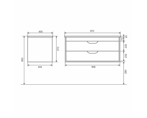 Тумба с раковиной подвесная Uperwood Modul 97х45х57 см, черная матовая