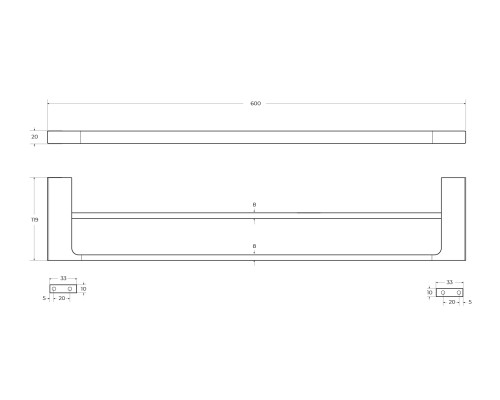 Полотенцедержатель Cezares Slider SLIDER-THD-60-01 двойной Хром