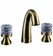 Смеситель для умывальника на 3 отверстия Boheme CRYSTAL бронза