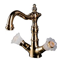 Смеситель для умывальника высокий Boheme Сamelia 292-Camelia золото