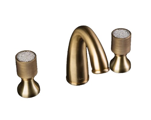 Смеситель для умывальника на 3 отверстия Boheme Royal Cristal 317-RoyalCRST бронза