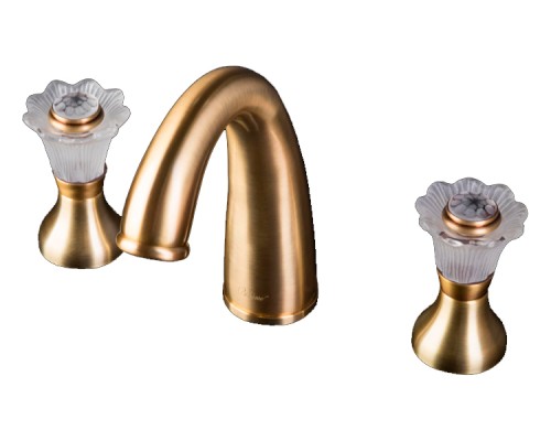 Смеситель для умывальника на 3 отверстия Boheme Сamelia 317-Camelia бронза