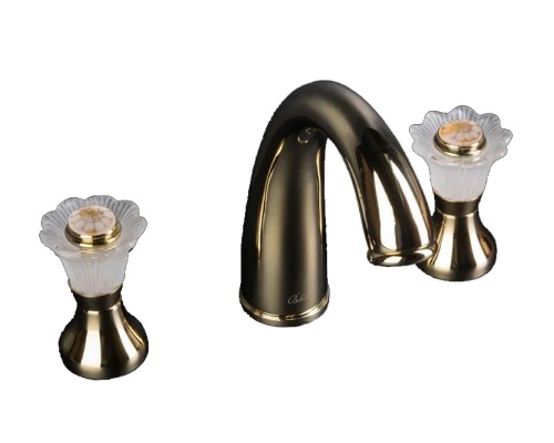 Смеситель для раковины на 3 отверстия Boheme Сamelia 297-Camelia золото