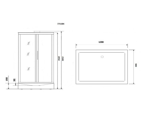 Душевая кабина Niagara Luxe NG-7711GBK 90x120