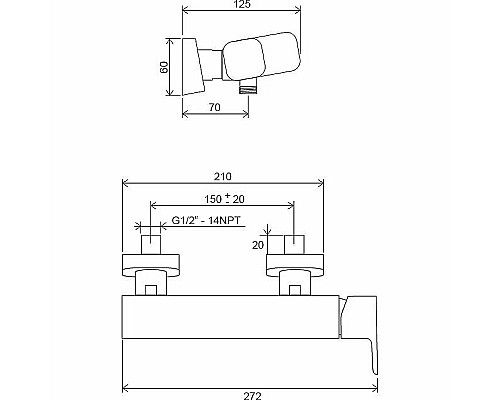 Смеситель для душа Ravak 10° Free-TD F 032.00/150 X070132 Хром