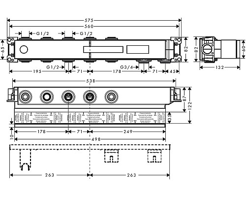 Скрытая часть Hansgrohe RainSelect с 3 кнопками 15311180