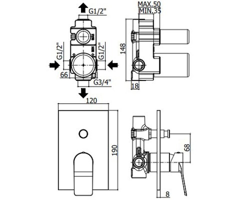 Смеситель для душа Paffoni Tilt TI015NO/M Черный матовый