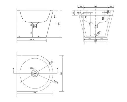 Раковина Nofer 36 13036.C.S Нержавеющая сталь матовая