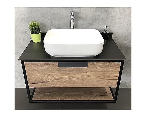 Тумба с раковиной Comforty Кельн 90 00004149965 подвесная Дуб темный