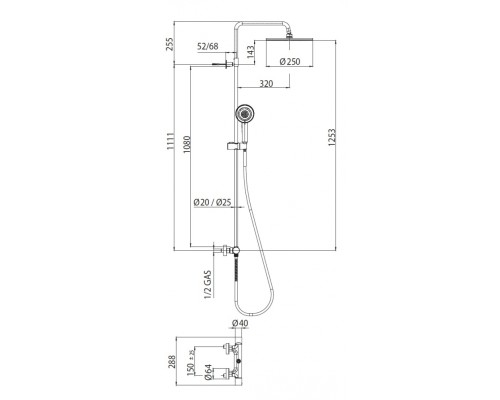 Душевая система Bossini Elios L10052.030 с термостатом Хром