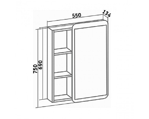 Зеркальный шкаф Runo Капри 55 УТ000003786 белый универсальный
