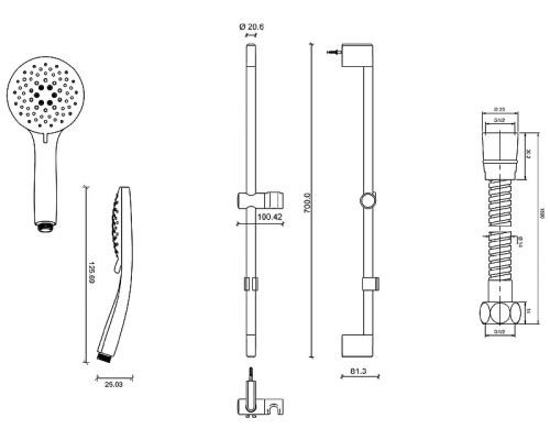 Душевой гарнитур Jacob Delafon Salute E32907-CP Хром