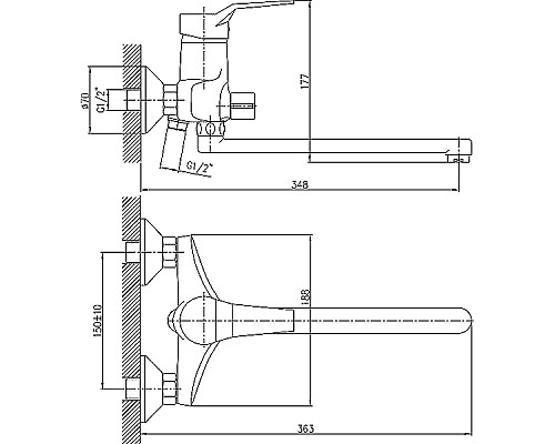 Смеситель для ванны Haiba HB2263 универсальный Хром