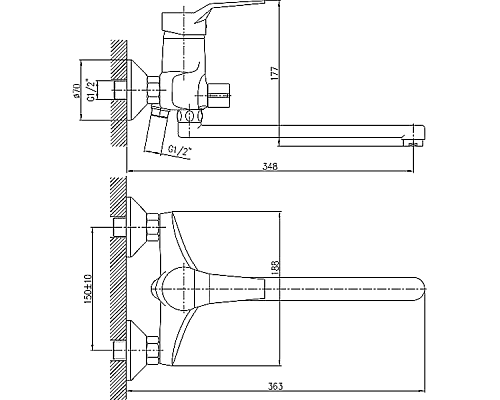 Смеситель для ванны Haiba HB2263 универсальный Хром