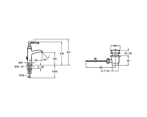 Смеситель для раковины Jacob Delafon Cleo 1889 E24307-BGG Золото глянцевое