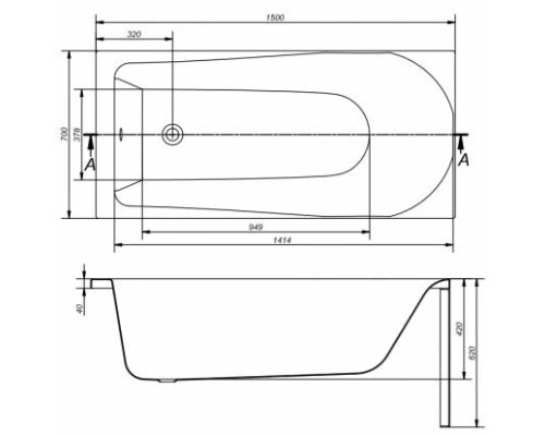 Акриловая ванна Cersanit Flavia 150x70