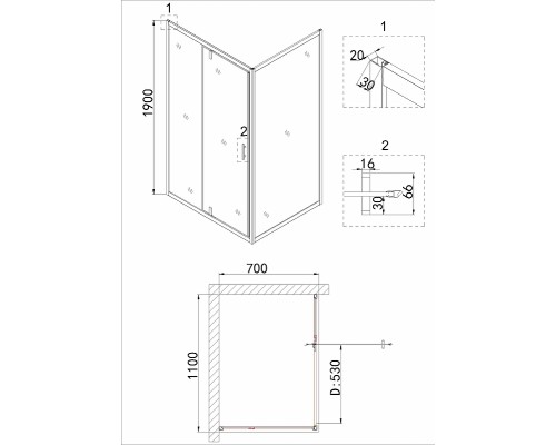 Душевая дверь Niagara Nova 110 NG-83-11AB профиль Черный стекло прозрачное