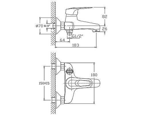 Смеситель для ванны Haiba HB3204 Хром