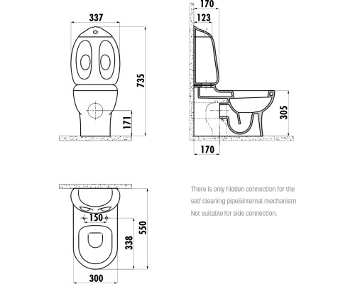 Унитаз компакт Creavit Ducky DC360-11CB00E-0000 Белый без бачка и сиденья