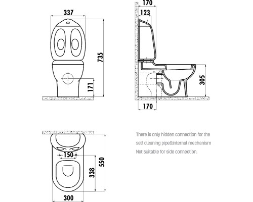 Унитаз компакт Creavit Ducky DC360-11CB00E-0000 Белый без бачка и сиденья