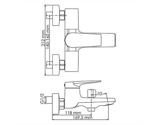 Смеситель для ванны WasserKRAFT Wiese 8401 Оружейная сталь