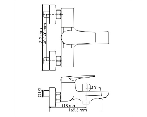 Смеситель для ванны WasserKRAFT Wiese 8401 Оружейная сталь