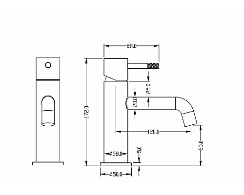Смеситель для раковины Boheme Uno 461-BG Черный матовый Золото