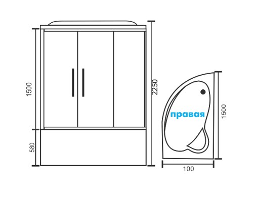 Душевой бокс Royal Bath ALP 150x100 RB150ALP-C-R с гидромассажем
