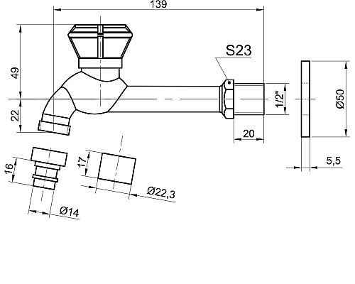 Сливной кран Bronze de Luxe 21594/1 насадка-расекатель