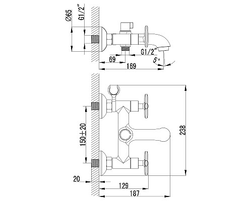 Смеситель Lemark Plus Spirit LM1912C для ванны