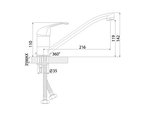Смеситель для кухни Rossinka A35-21 Хром