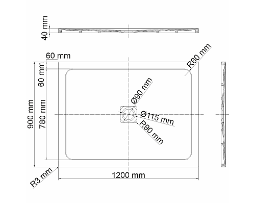Душевой поддон из искусственного камня WasserKRAFT Dinkel 120х90 58T07 Белый глянец