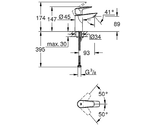 Смеситель для раковины Grohe BauEdge 23330001 Хром