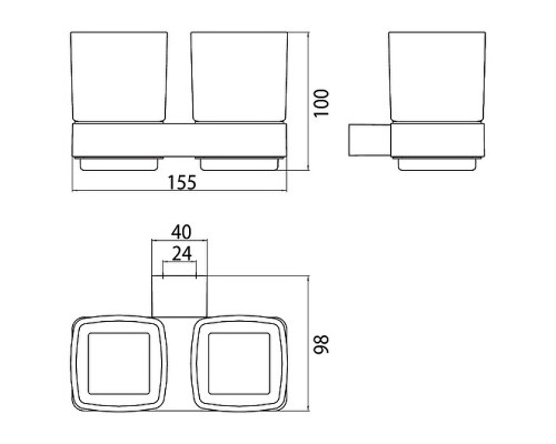 Стакан для зубных щеток Emco Loft 0525 133 00 двойной Черный