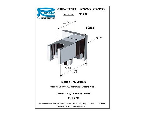 Держатель ручного душа Remer 337Q Хром