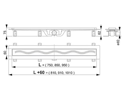 Душевой лоток Alcaplast Simple AG100101750 (APZ8-750M) с решеткой Хром