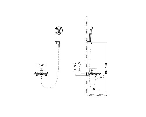 Смеситель для ванны AltroBagno Diretto0209 Bi
