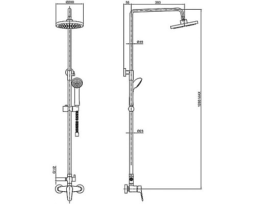 Душевая система Bravat Opal R F9125183CP-A2-RUS Хром