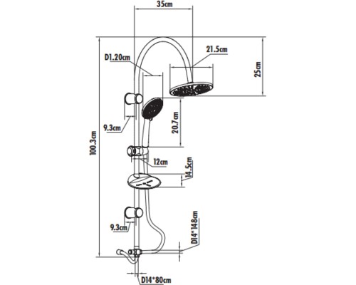 Душевая система Creavit SH610 Хром