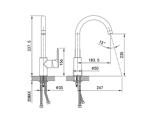 Смеситель для кухонной мойки IDDIS Cuba CU1BNJ0i05