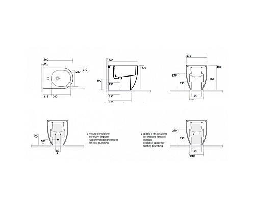 Биде напольное Kerasan Flo 312201