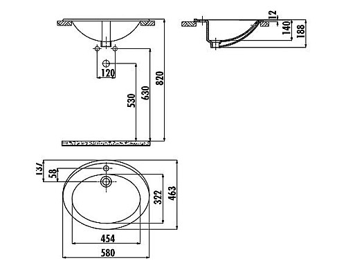Раковина Creavit 58 TP230-00CB00E-0000 Белая