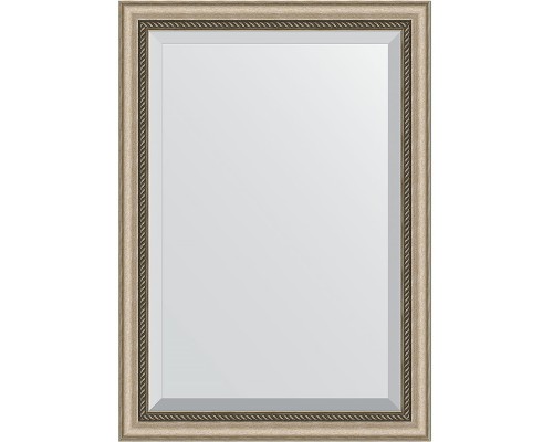 Зеркало Evoform Exclusive 103х73 BY 1192 с фацетом в багетной раме - Состаренное серебро с плетением 70 мм