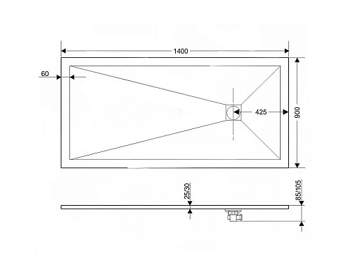 Душевой поддон из искусственного камня RGW Stone Tray ST-W 140х90 16152914-01 Белый